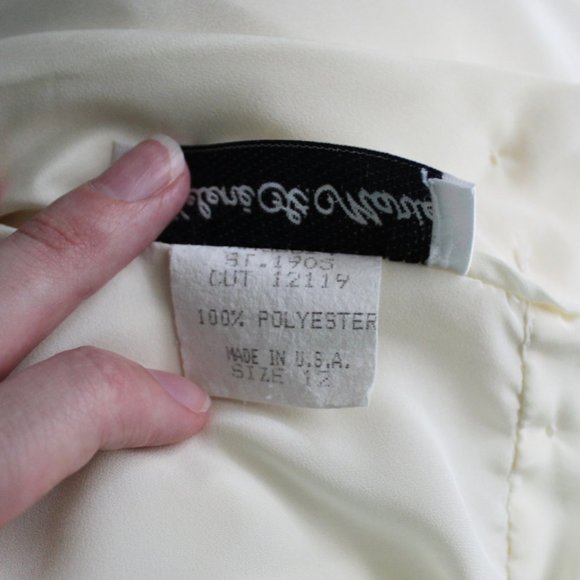 Vintage 80s Helene St. Marie High Neck Cream Blouse Long Sleeve Size 12 - Picture 12 of 12